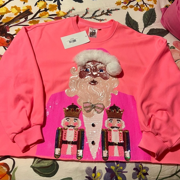Queen of Sparkles-Light Pink Nutcracker & Candy Cane Sweatshirt